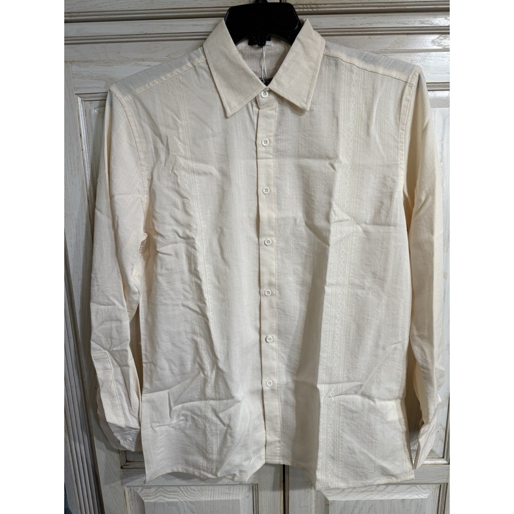 Coofandy Men's Long Sleeve Button Down Shirt Size Small Beige